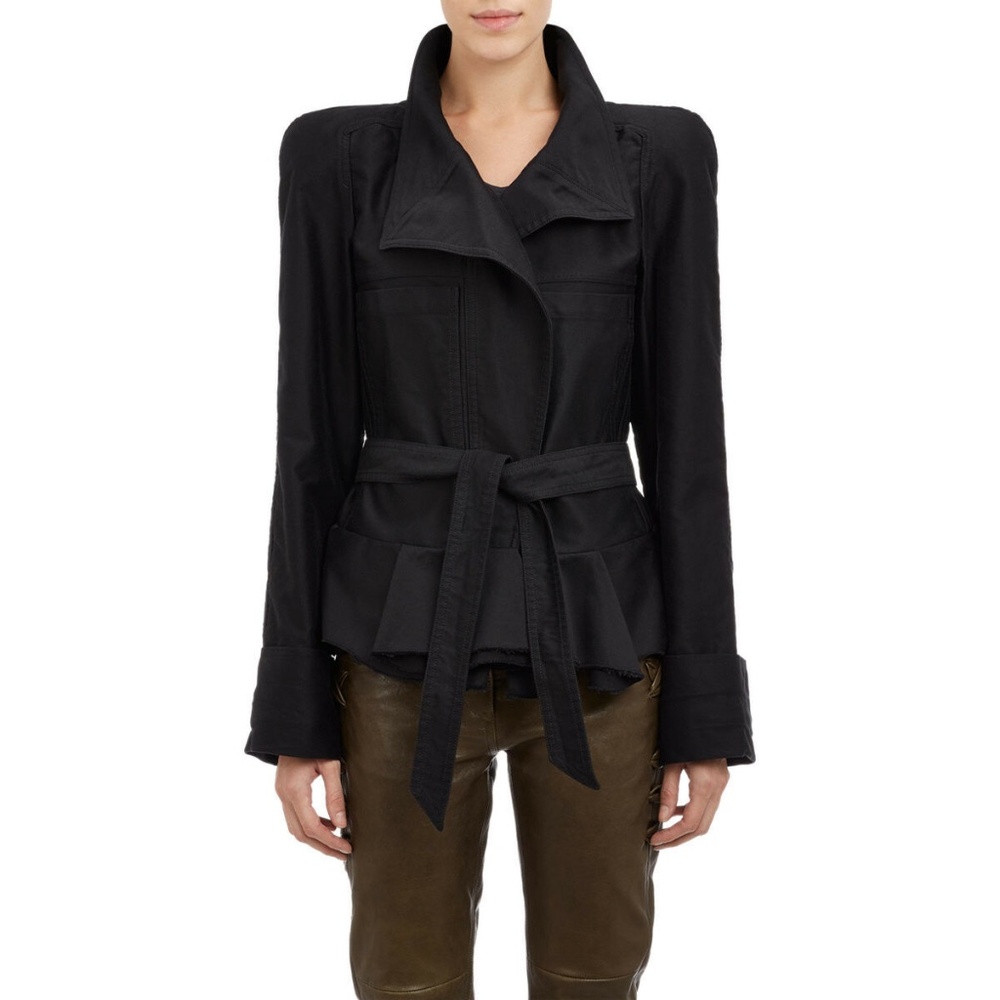 GORGEOUS Isabel Marant Black Jacket Removable Belt & Padded Shoulders 44 10 12